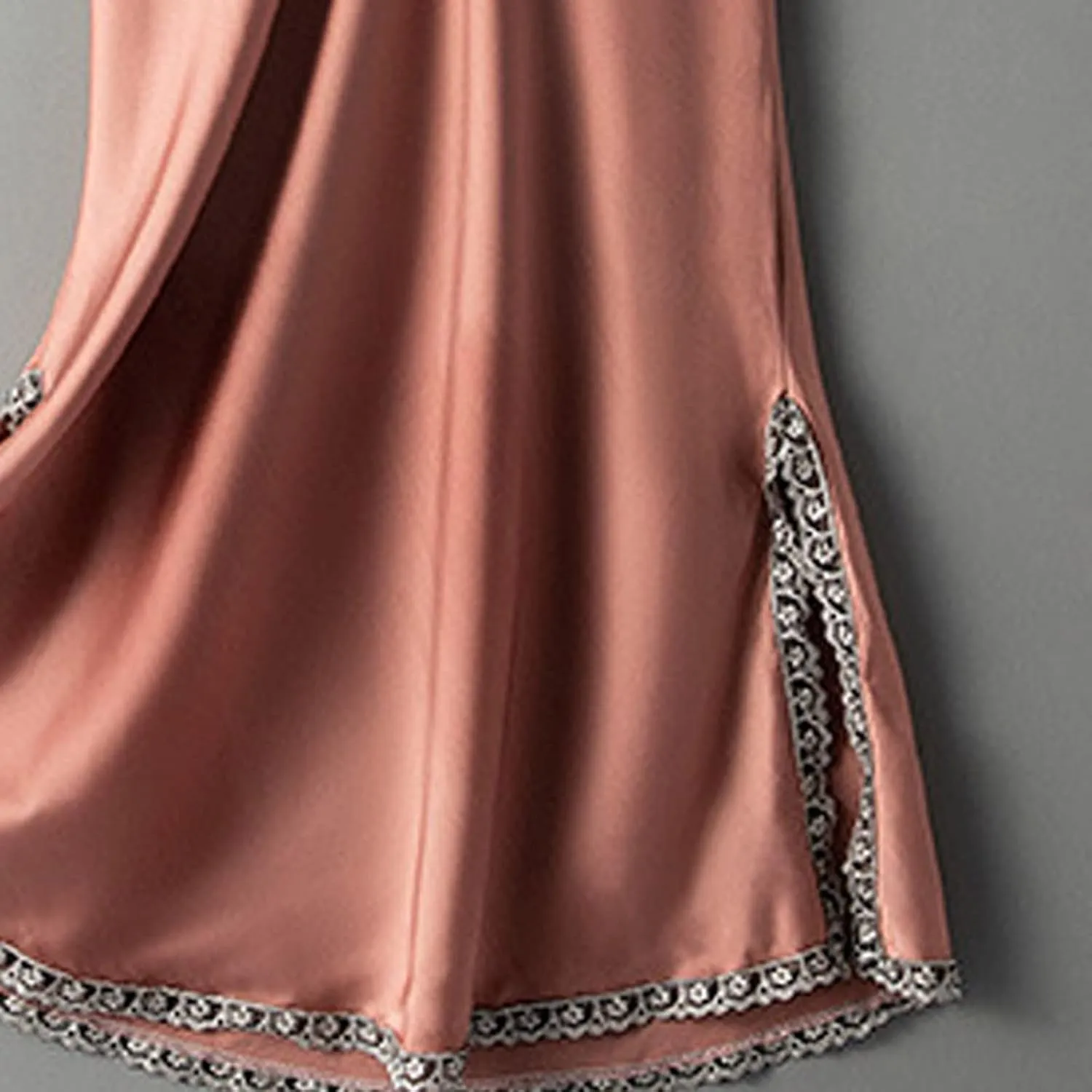 Women Lacy Trim Babydoll Lingerie Sexy Deep V Neck Chemise Nightgown Satin Pajamas Silk Slip Dress Negligee Nightie
