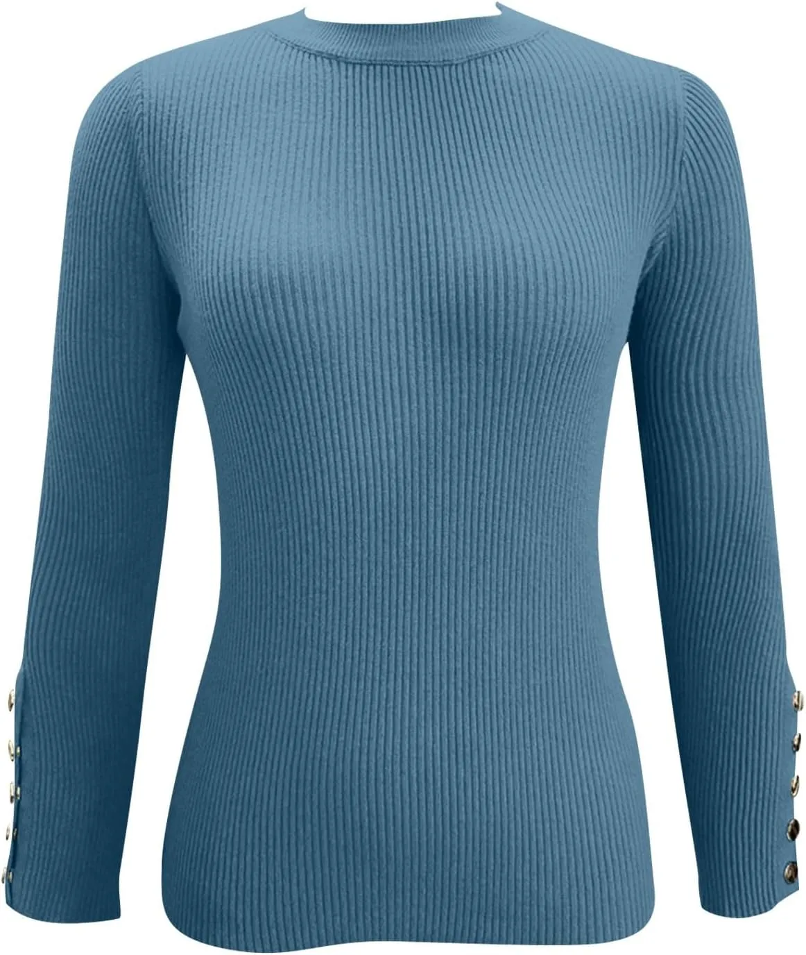 Women Mock Neck Tops Ribbed Knit Button Blouses Long Sleeve Winter Fit Slim Sweater Fall Y2K Shirts Cute Clothes
