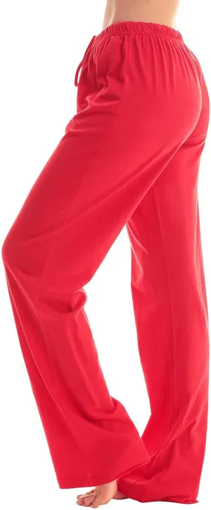 Women Pajama Pants with Drawstring Solid Wide Leg Lounge Pants Loose Elastic Waist Stretch Pj Pants Loungewear