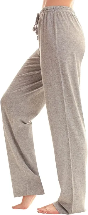 Women Pajama Pants with Drawstring Solid Wide Leg Lounge Pants Loose Elastic Waist Stretch Pj Pants Loungewear