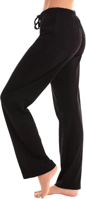 Women Pajama Pants with Drawstring Solid Wide Leg Lounge Pants Loose Elastic Waist Stretch Pj Pants Loungewear