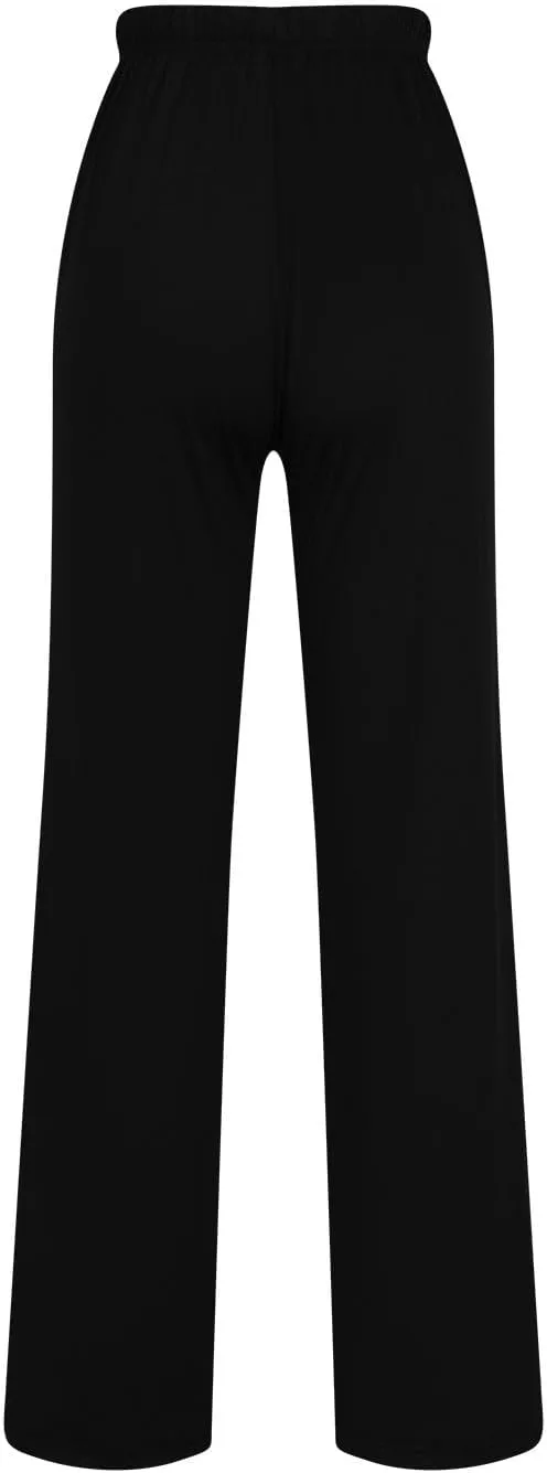 Women Pajama Pants with Drawstring Solid Wide Leg Lounge Pants Loose Elastic Waist Stretch Pj Pants Loungewear