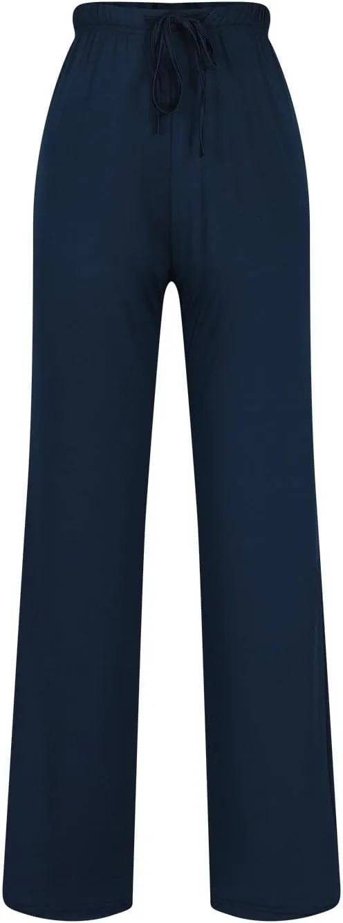 Women Pajama Pants with Drawstring Solid Wide Leg Lounge Pants Loose Elastic Waist Stretch Pj Pants Loungewear