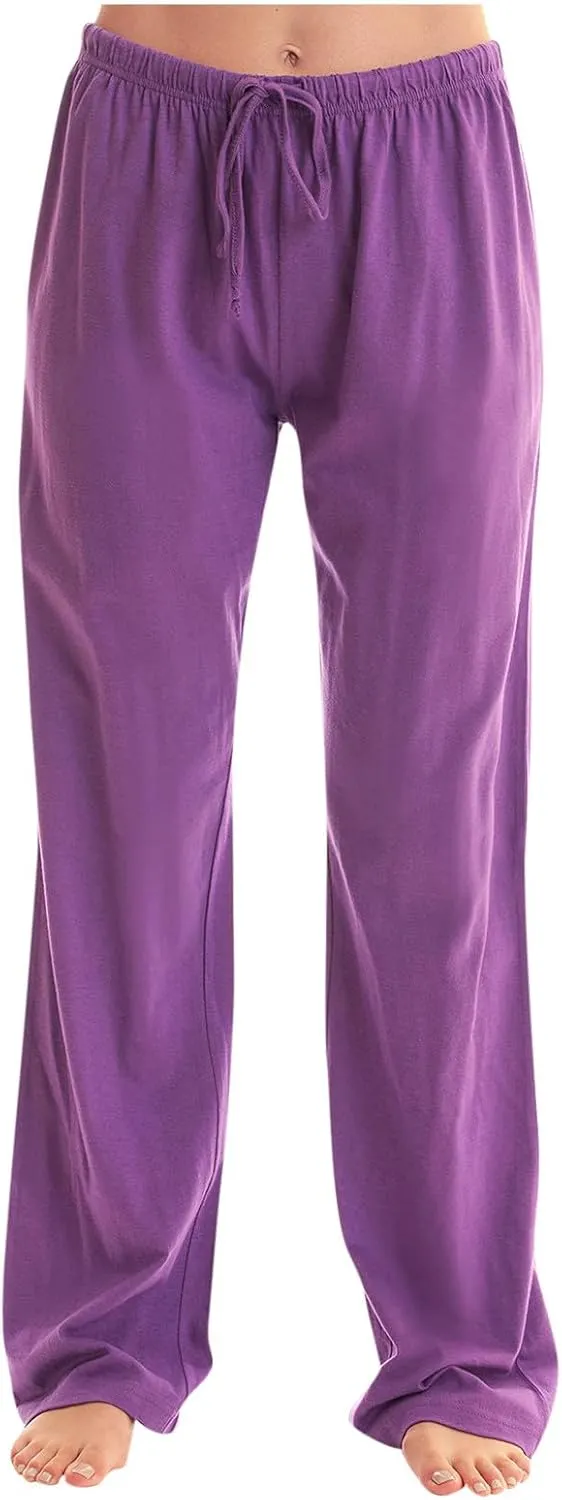 Women Pajama Pants with Drawstring Solid Wide Leg Lounge Pants Loose Elastic Waist Stretch Pj Pants Loungewear