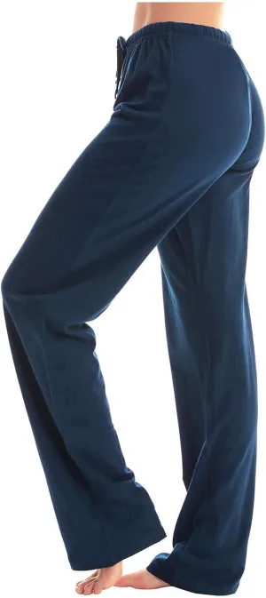 Women Pajama Pants with Drawstring Solid Wide Leg Lounge Pants Loose Elastic Waist Stretch Pj Pants Loungewear