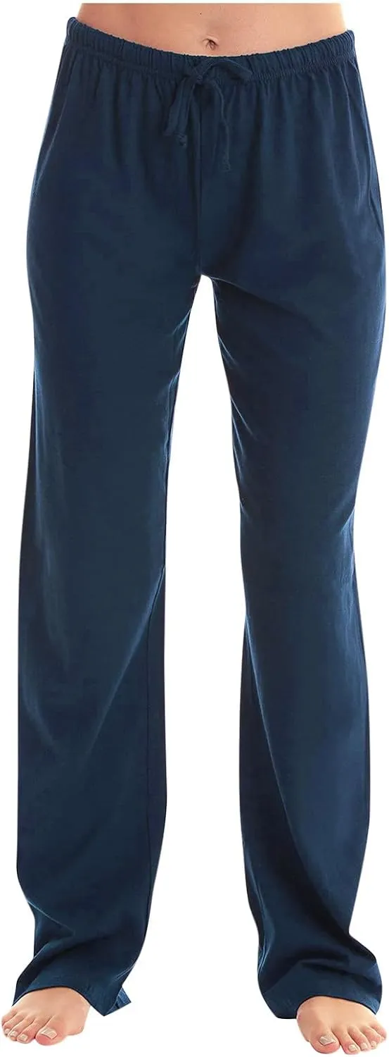 Women Pajama Pants with Drawstring Solid Wide Leg Lounge Pants Loose Elastic Waist Stretch Pj Pants Loungewear