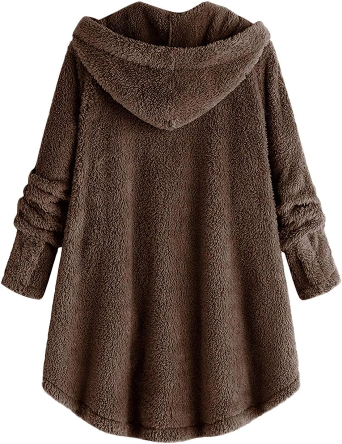 Women Plus Size Plush Coats Lamb Cashmere Hoodie Jackets Solid Color Button Hooded Loose Cardigan Wool Winter Coat