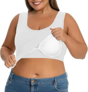 Women Plus Size Tank Tops with Built in Bras Padded Sleeveless Thick Strap U Neck Tight Fitted Vest for Yoga
