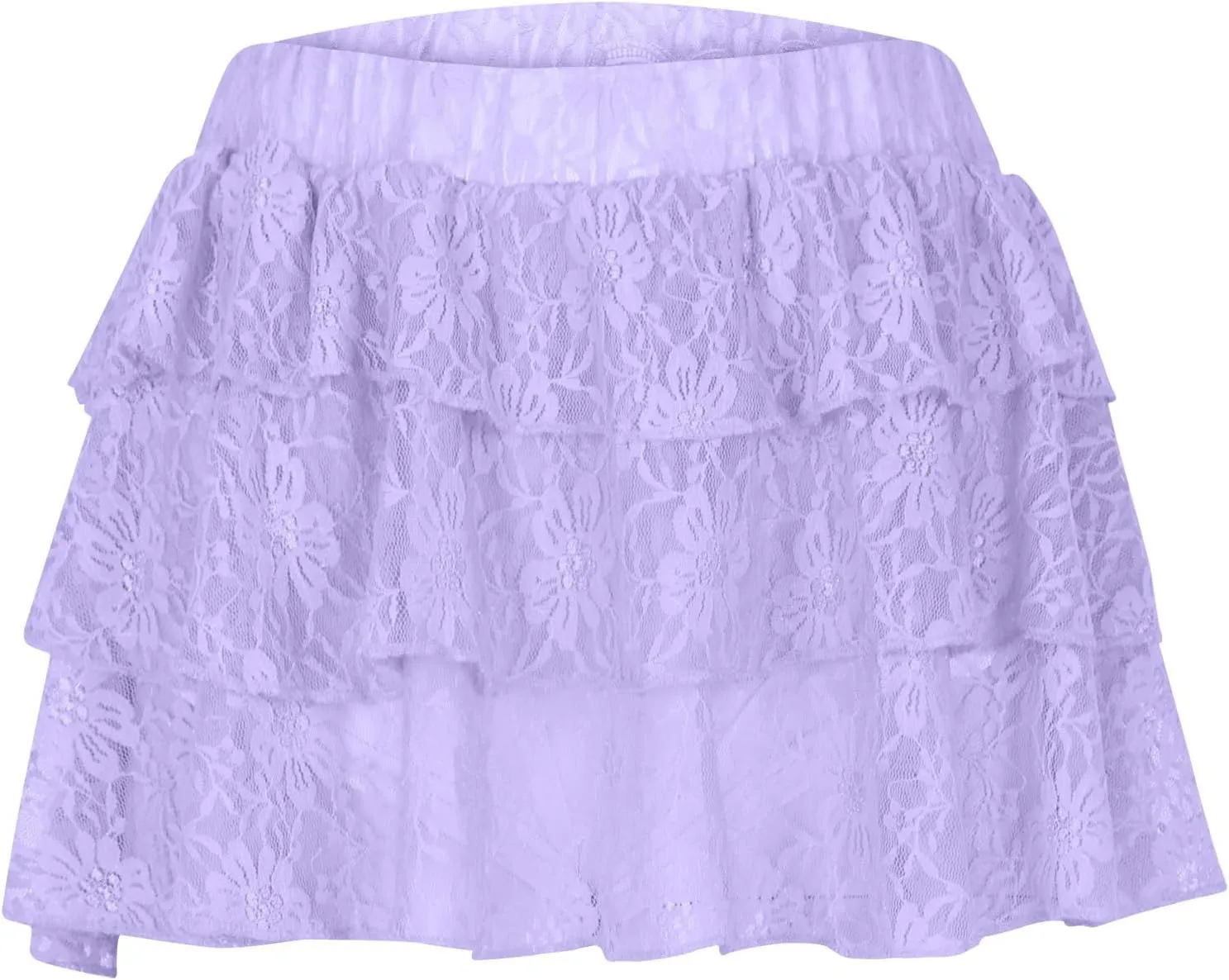 Women Ruffle Mini Skirts Summer Layered Skirt High Waist Tiered Skirt Lace Pleated Skirts Cute Flowy Skirt Streetwear