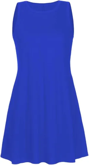Women Summer Casual T Shirt Dresses Beach Cover Up Plain Pleated Tank Dress Womens Shirt Dress with