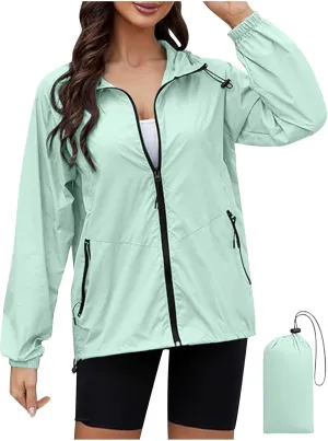 Women Waterproof Hiking Raincoat Outdoor Lined Rain Jacket Lightweight Hooded Jackets Trench Coats Fall Jacket 2024