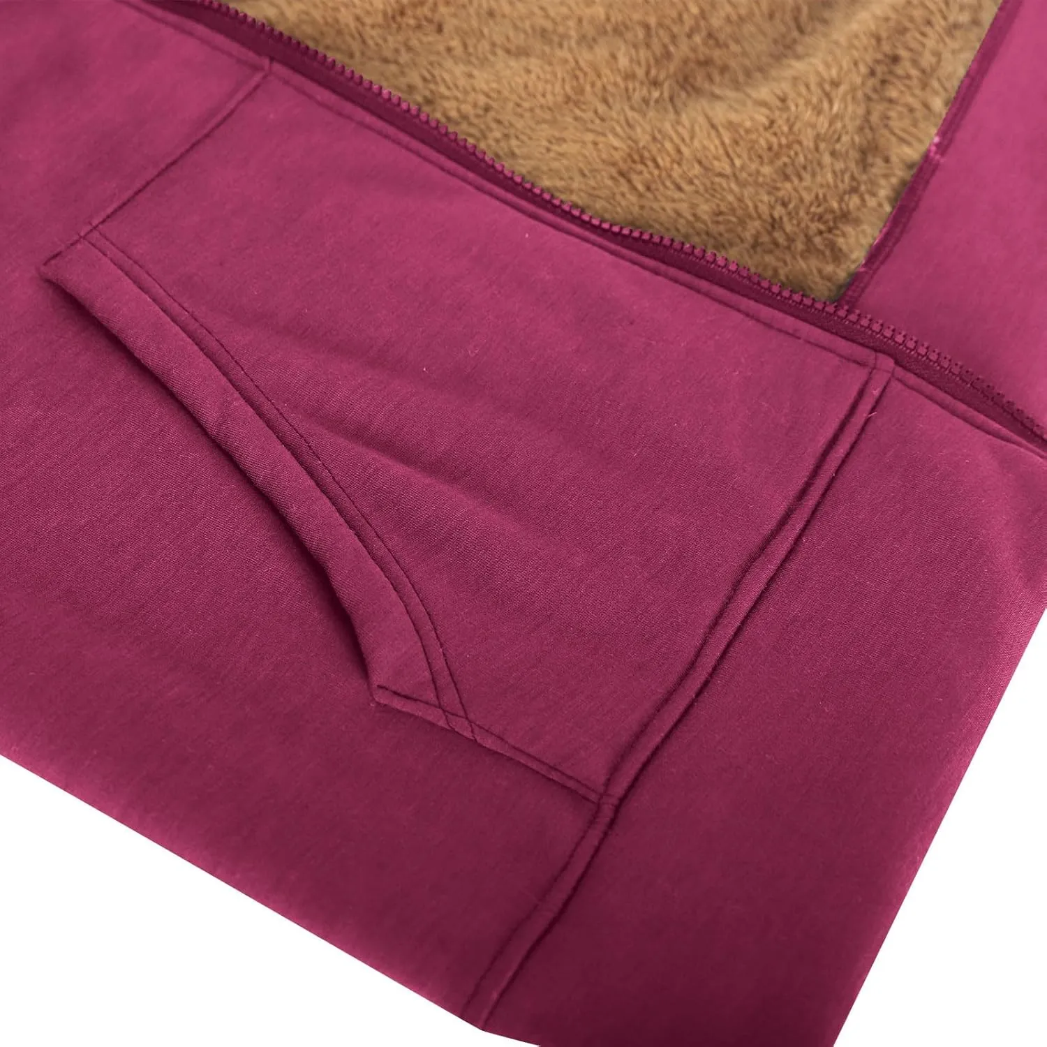 Women Winter Warm Fleece Lined Coats Long Sleeve Hoodies Zip Up Hooded Sweatshirt Plush Jacket with Pockets