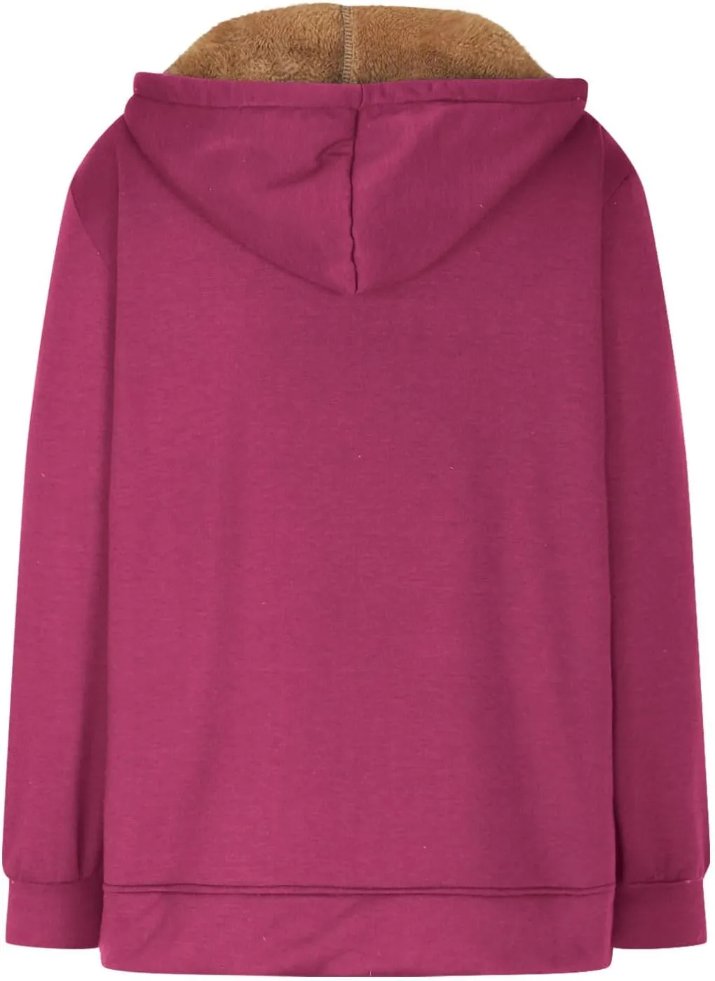 Women Winter Warm Fleece Lined Coats Long Sleeve Hoodies Zip Up Hooded Sweatshirt Plush Jacket with Pockets