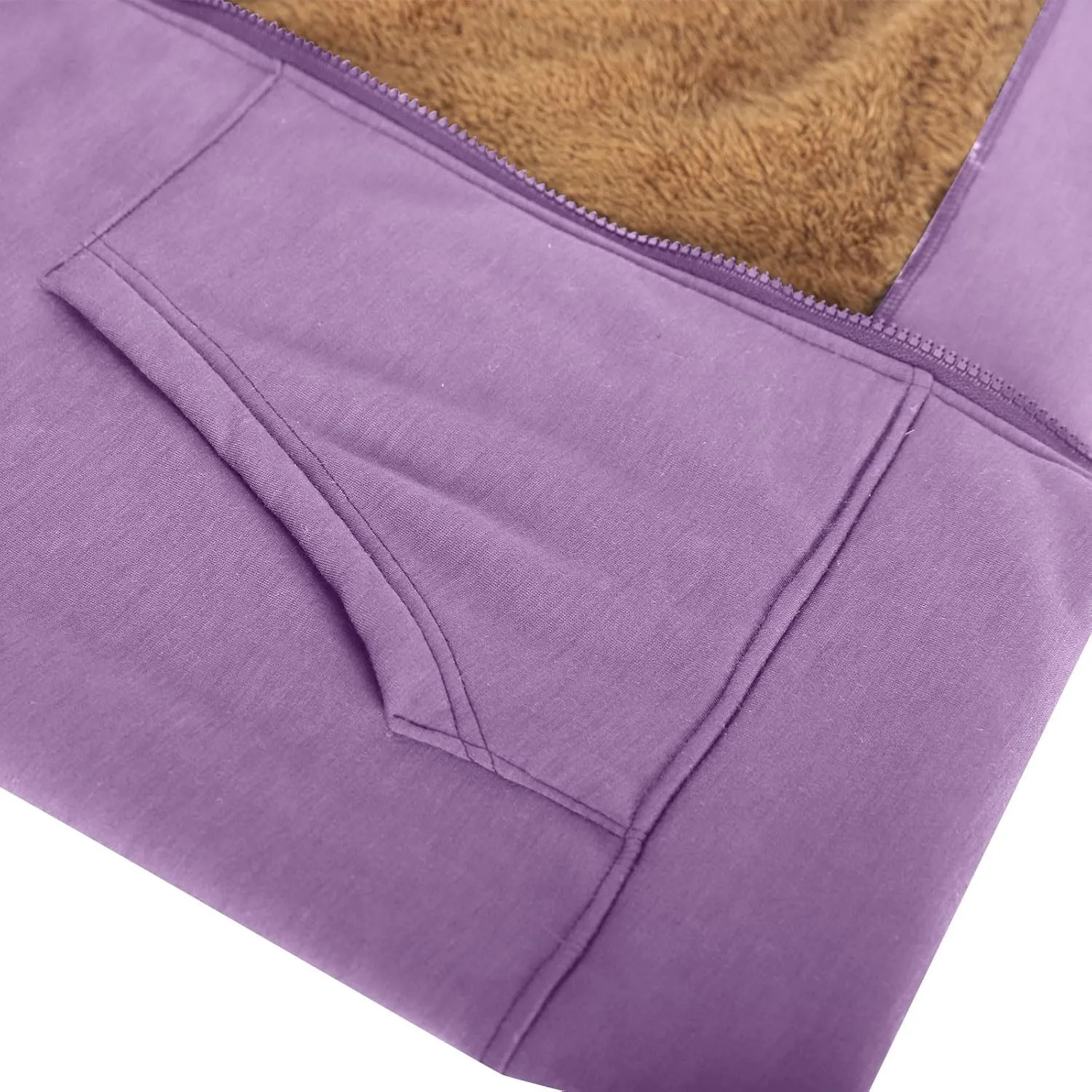 Women Winter Warm Fleece Lined Coats Long Sleeve Hoodies Zip Up Hooded Sweatshirt Plush Jacket with Pockets