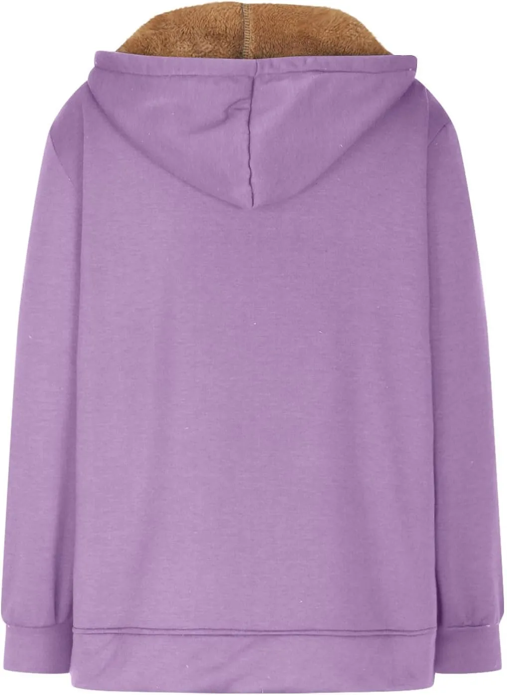 Women Winter Warm Fleece Lined Coats Long Sleeve Hoodies Zip Up Hooded Sweatshirt Plush Jacket with Pockets