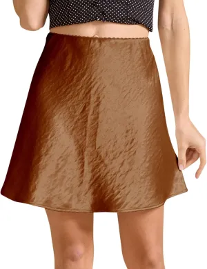 Women's 2025 Summer Cute Satin Mini Skirt Elastic High Waisted Casual A-Line Flared Silk Short Skirts for Women