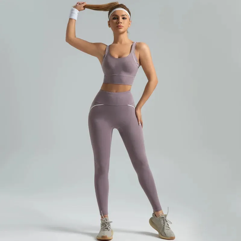 Women's 2pcs Yoga Set High Waist Strap Cross Sports Bra