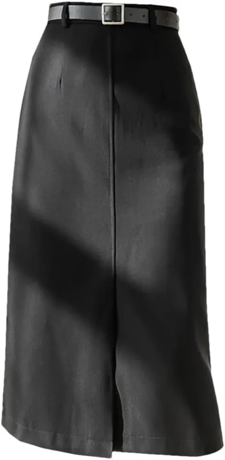 Women's A-Line Skirts Elegant High Waist Solid Office Style Front Split Mid Skirts