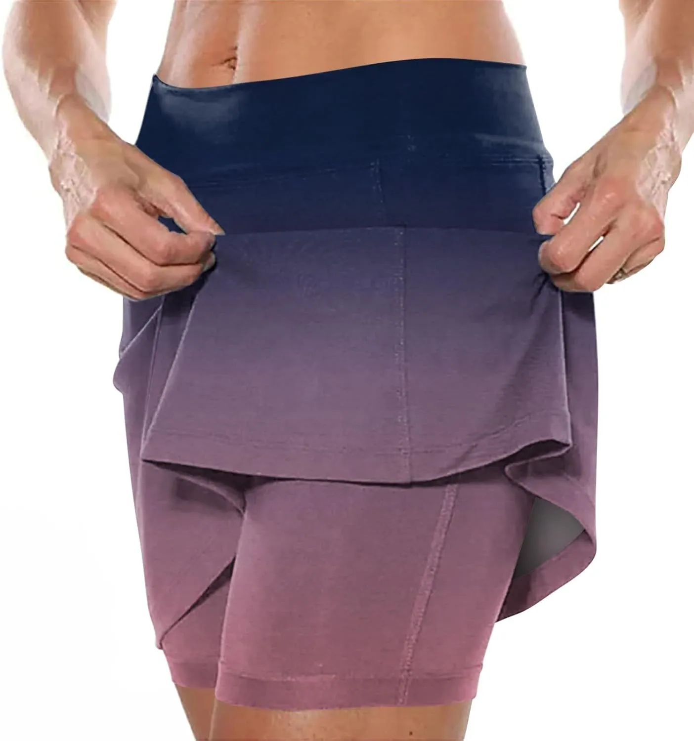 Womens Activewear Pleated Tennis Skirts Fade Pattern Printed Culottes Skinny Mid Waisted Workout Summer Fashion Skirt