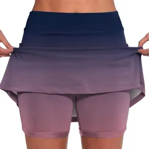 Womens Activewear Pleated Tennis Skirts Fade Pattern Printed Culottes Skinny Mid Waisted Workout Summer Fashion Skirt