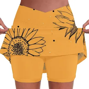 Womens Activewear Pleated Tennis Skirts Fade Pattern Printed Culottes Skinny Mid Waisted Workout Summer Soft Skirt