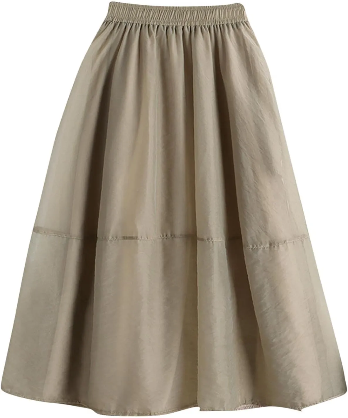 Women's Beach Skorts Summer Solid Color Elastic Waist Dance Skirts Casual Fashion Flowy Ruffle Tiered A Line Skirt