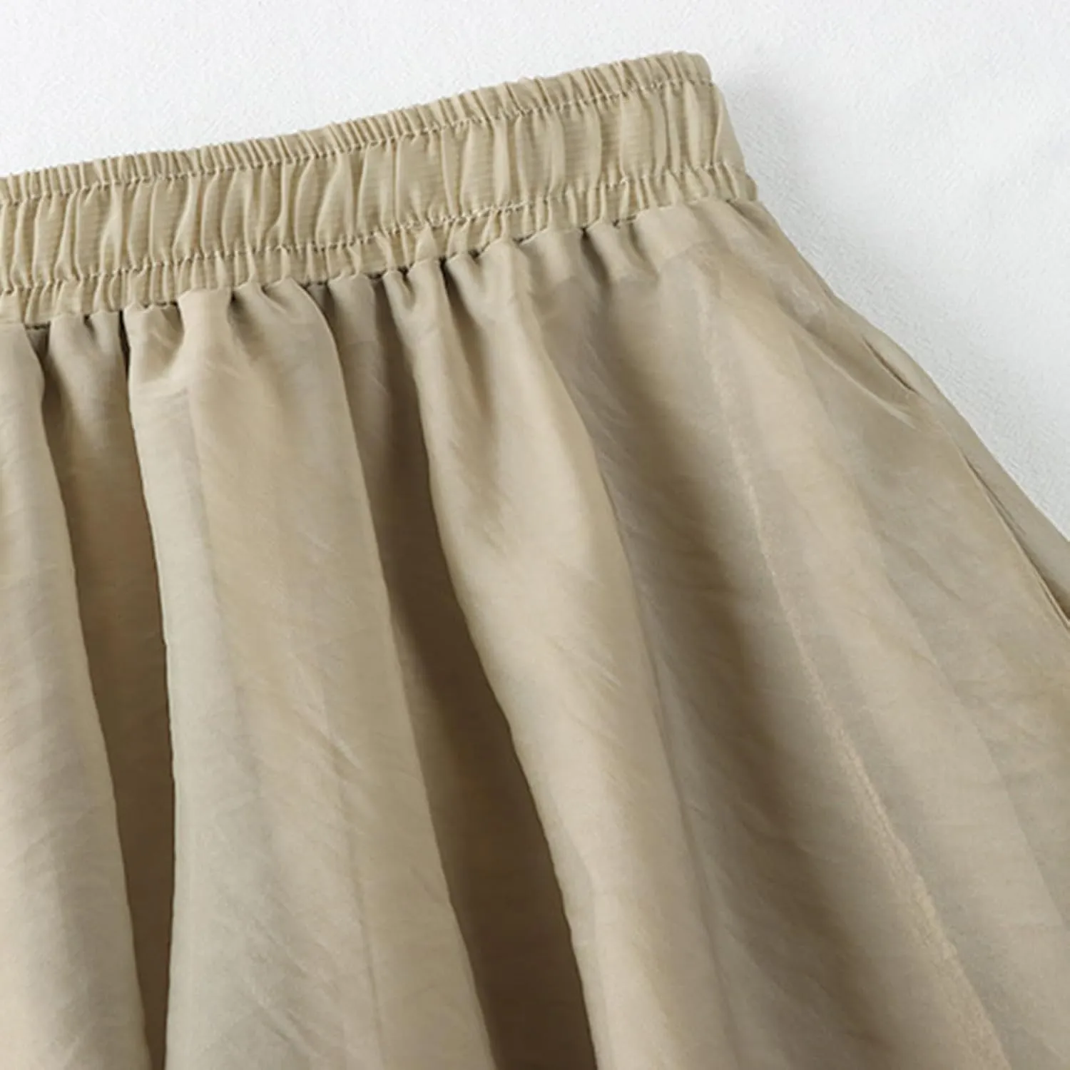 Women's Beach Skorts Summer Solid Color Elastic Waist Dance Skirts Casual Fashion Flowy Ruffle Tiered A Line Skirt