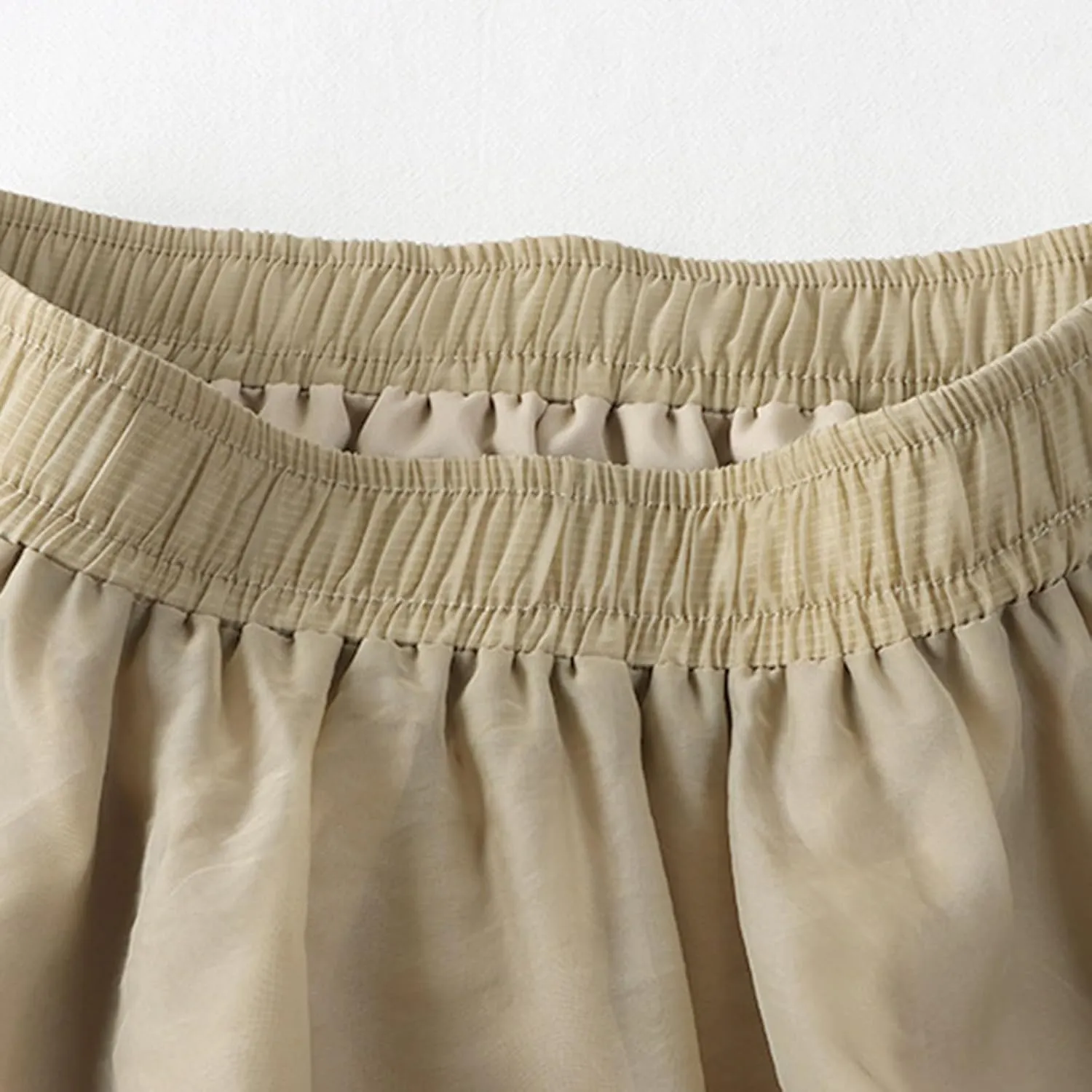 Women's Beach Skorts Summer Solid Color Elastic Waist Dance Skirts Casual Fashion Flowy Ruffle Tiered A Line Skirt