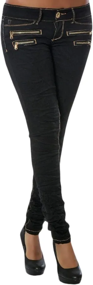 Women's Biker Skinny Stretch Denim Pants Jeans Comfort Stretch Trousers