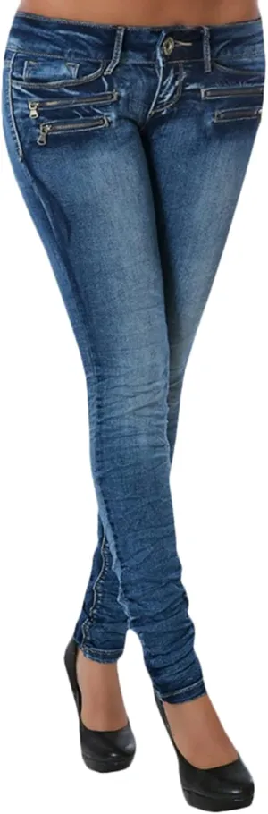 Women's Biker Skinny Stretch Denim Pants Jeans Comfort Stretch Trousers