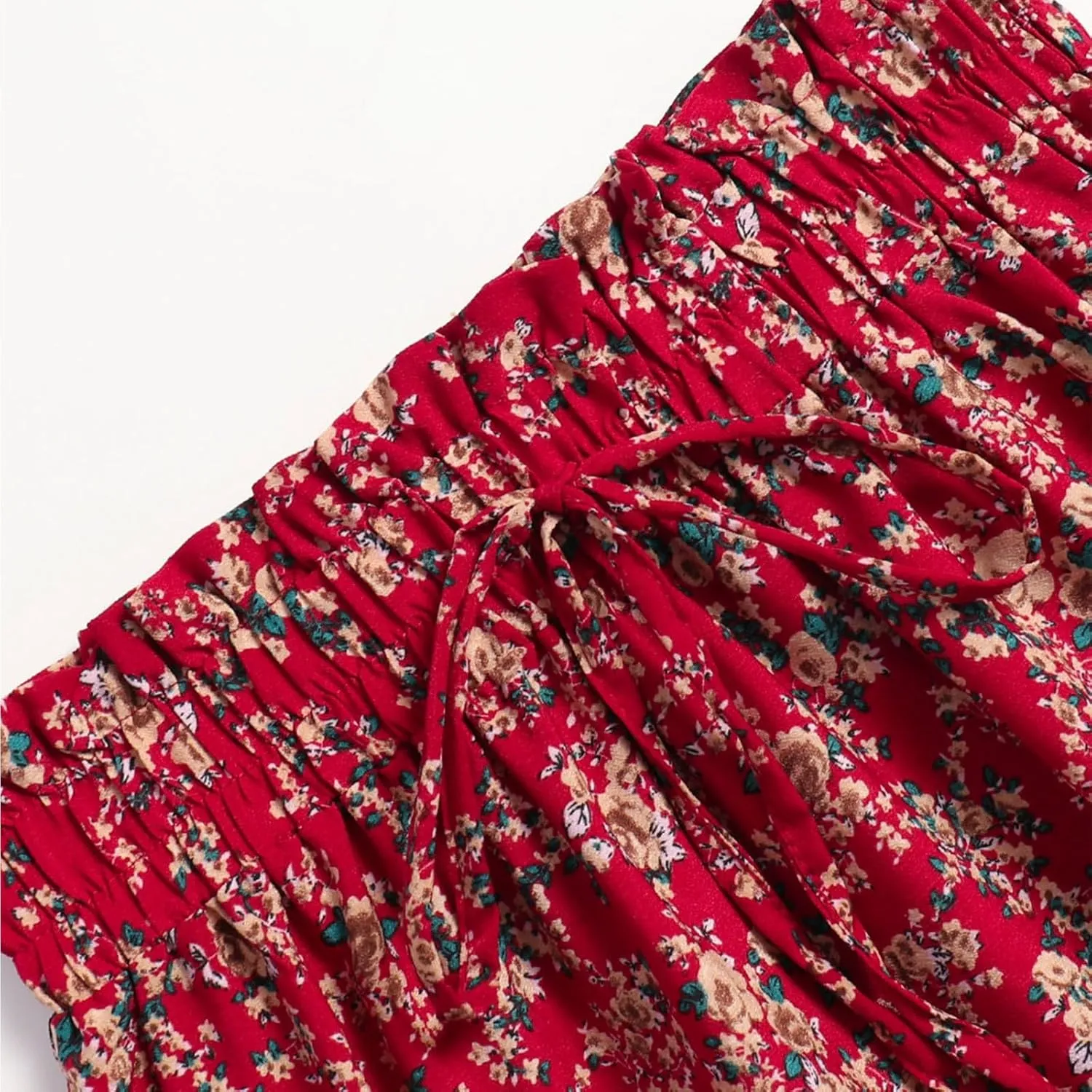 Women's Boho Floral Skirt Casual Elastic High Waist Maxi Dresses Summer Plus Size A Line Beach Long Outfits Skirt