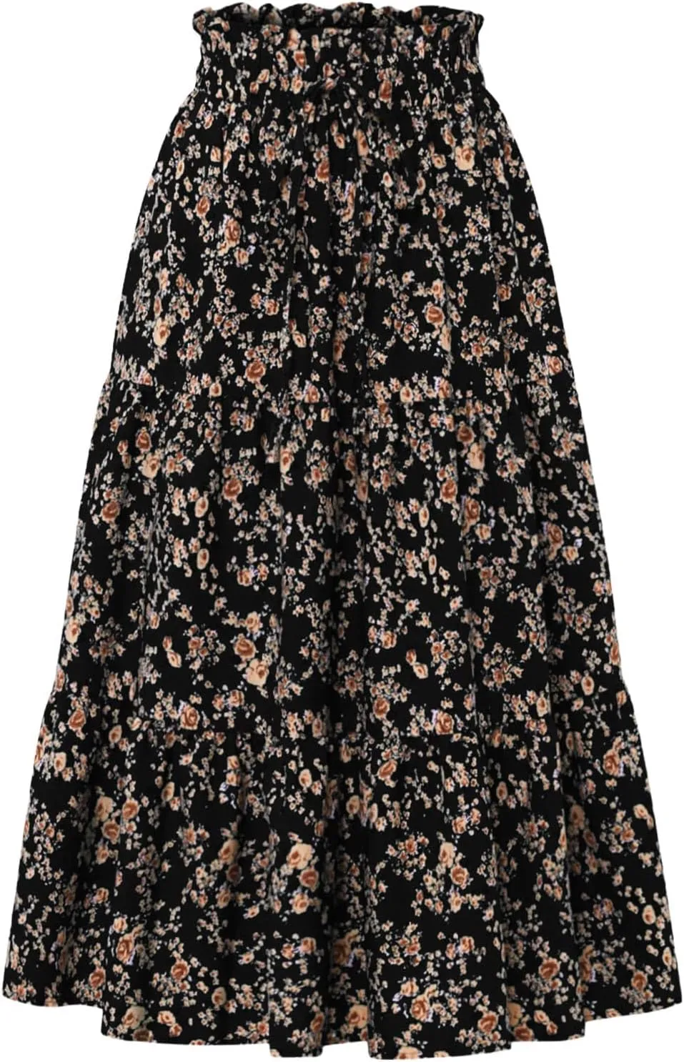 Women's Boho Floral Skirt Casual Elastic High Waist Maxi Dresses Summer Plus Size A Line Beach Long Outfits Skirt