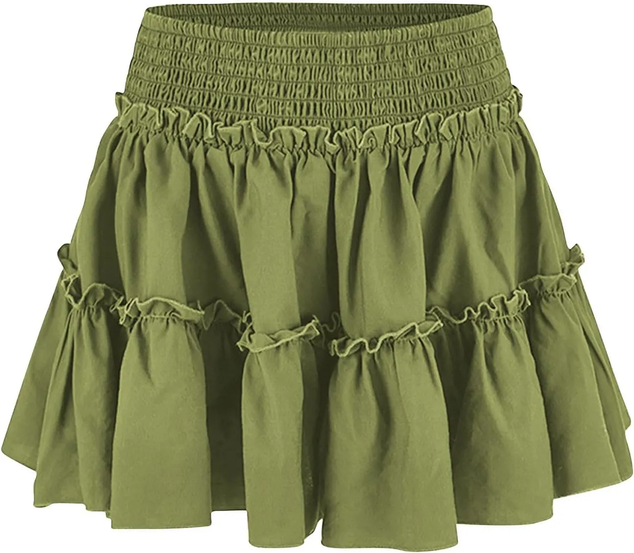 Womens Boho Mini Skirt 2025 Summer Beach Skirts High Waisted Ruffled Tiered A Line Flowy Skirts Built-in Shorts
