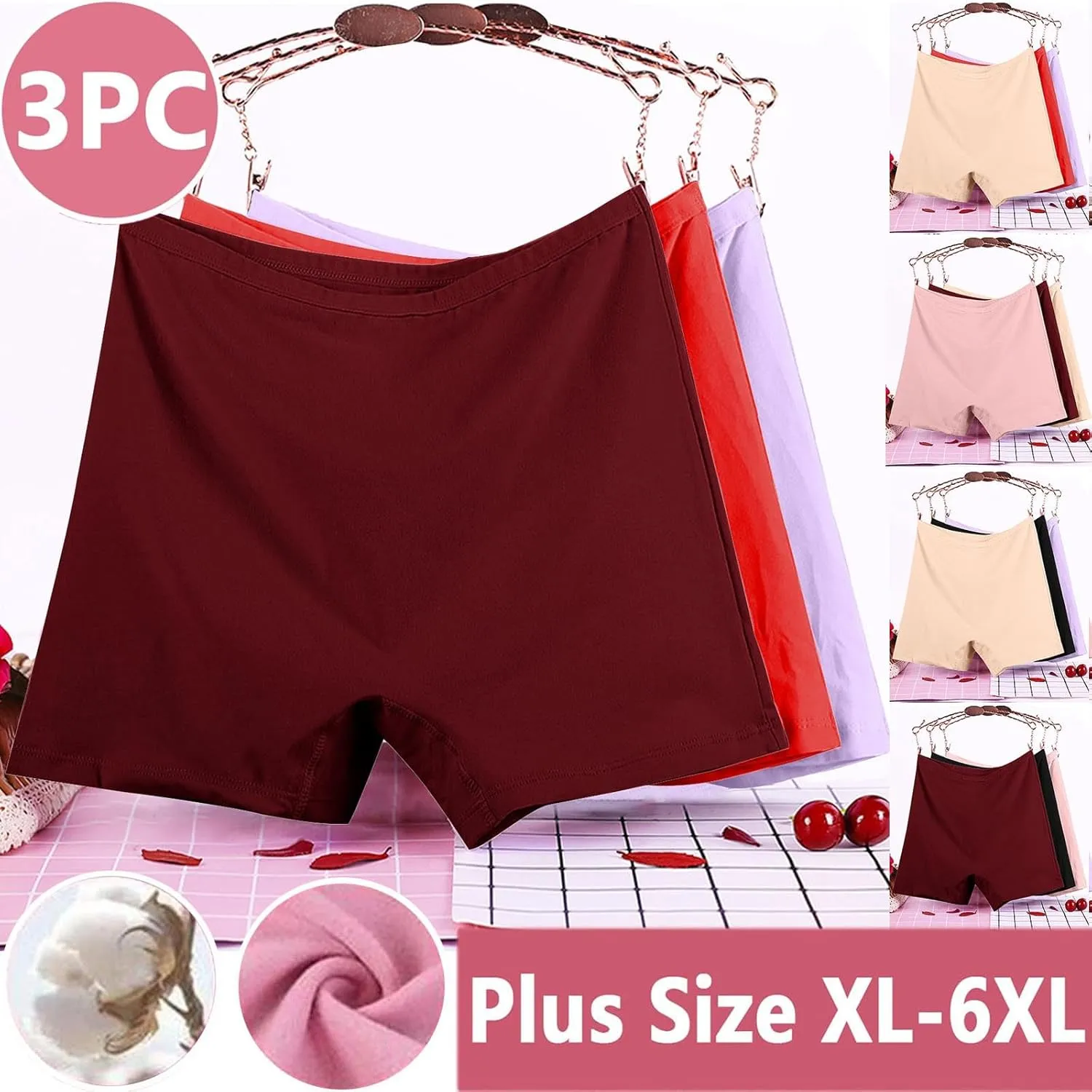 Women's Boxer Shorts Underwear, Stretch Comfy Cotton Pajamas Lounge Sleep Bottoms Boyshorts Panties 3-pack