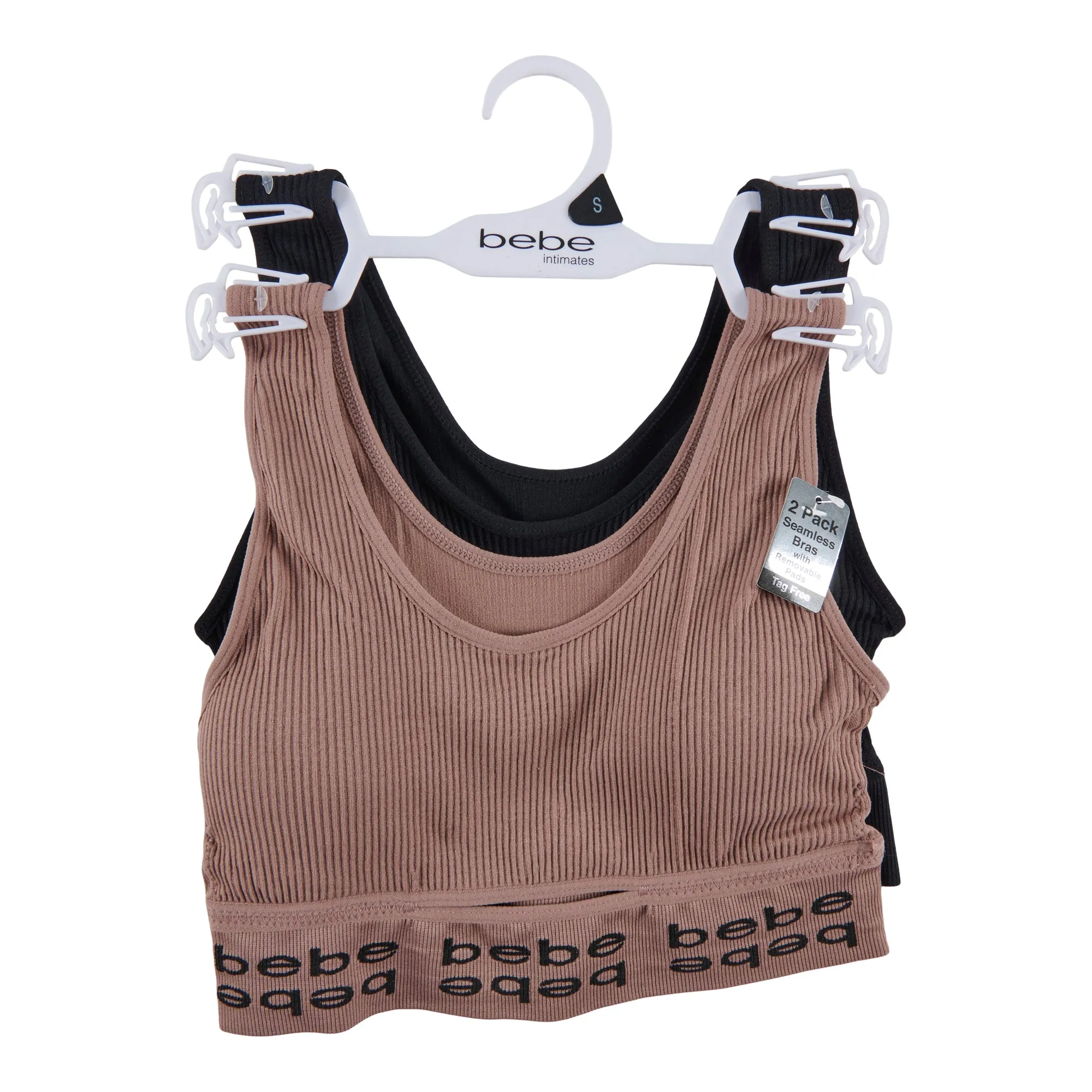 Women's Branded Ribbed Sports Bra, 2-Pack