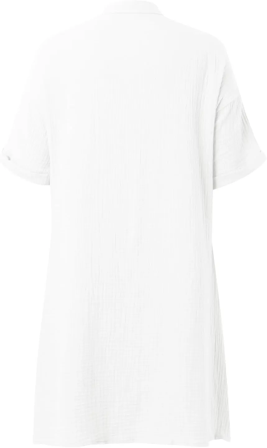 Womens Casual Loose Button Down Shirt Dress Cotton Linen Short Sleeve Fashion Beach Cover Ups Blouse Dress with Pocket