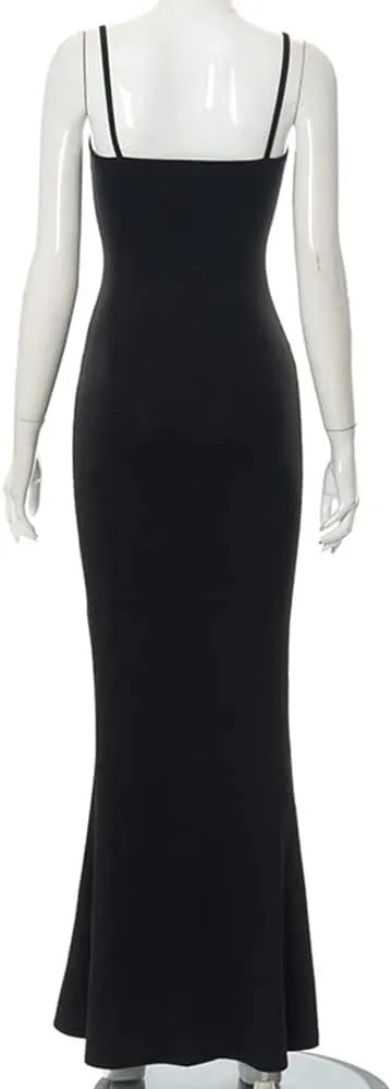 Women's Casual Lounge Slip Long Dress Sleeveless Bodycon Maxi Dresses Solid Color
