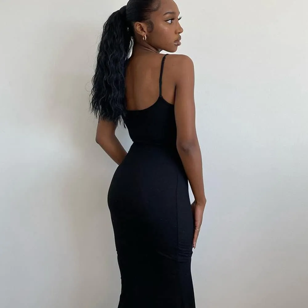 Women's Casual Lounge Slip Long Dress Sleeveless Bodycon Maxi Dresses Solid Color