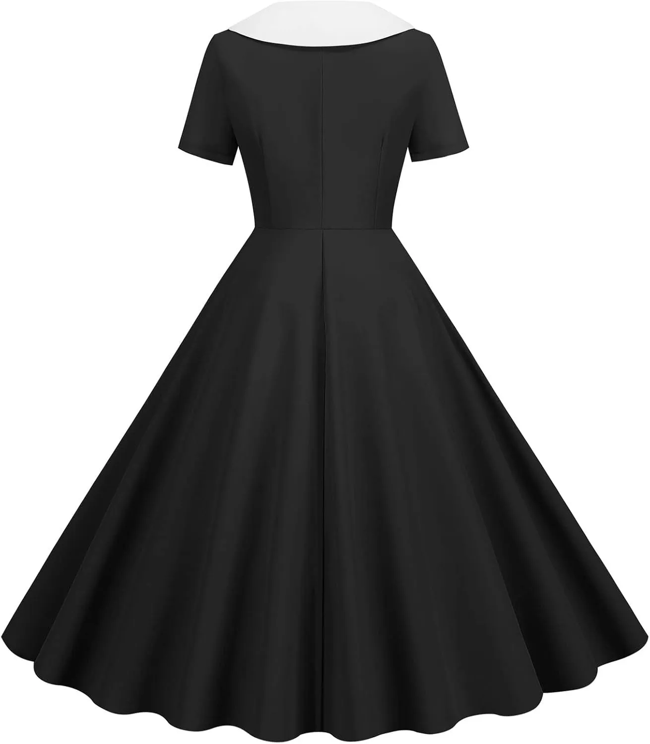 Womens Casual Retro Dresses Semi Formal Fit V Neck Short Sleeved A Line Skirt for Women 2025 Swing Party Short Dresses