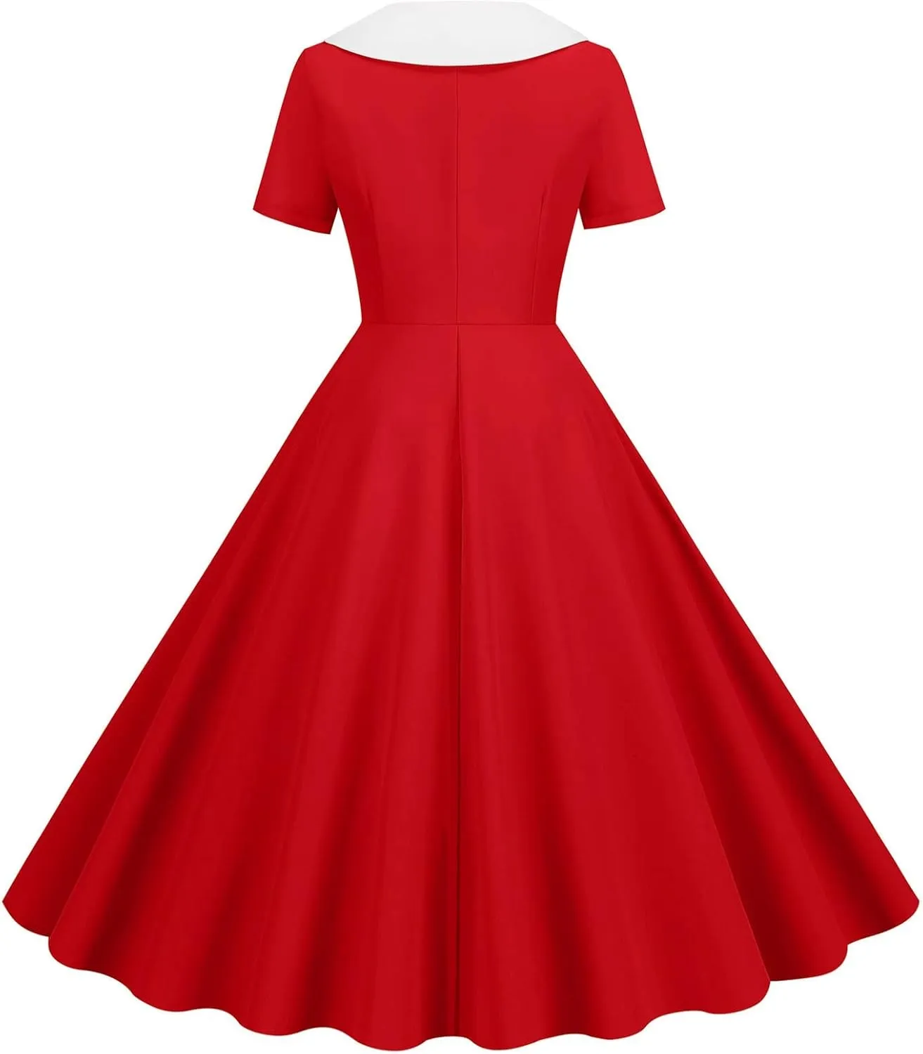 Womens Casual Retro Dresses Semi Formal Fit V Neck Short Sleeved A Line Skirt for Women 2025 Swing Party Short Dresses