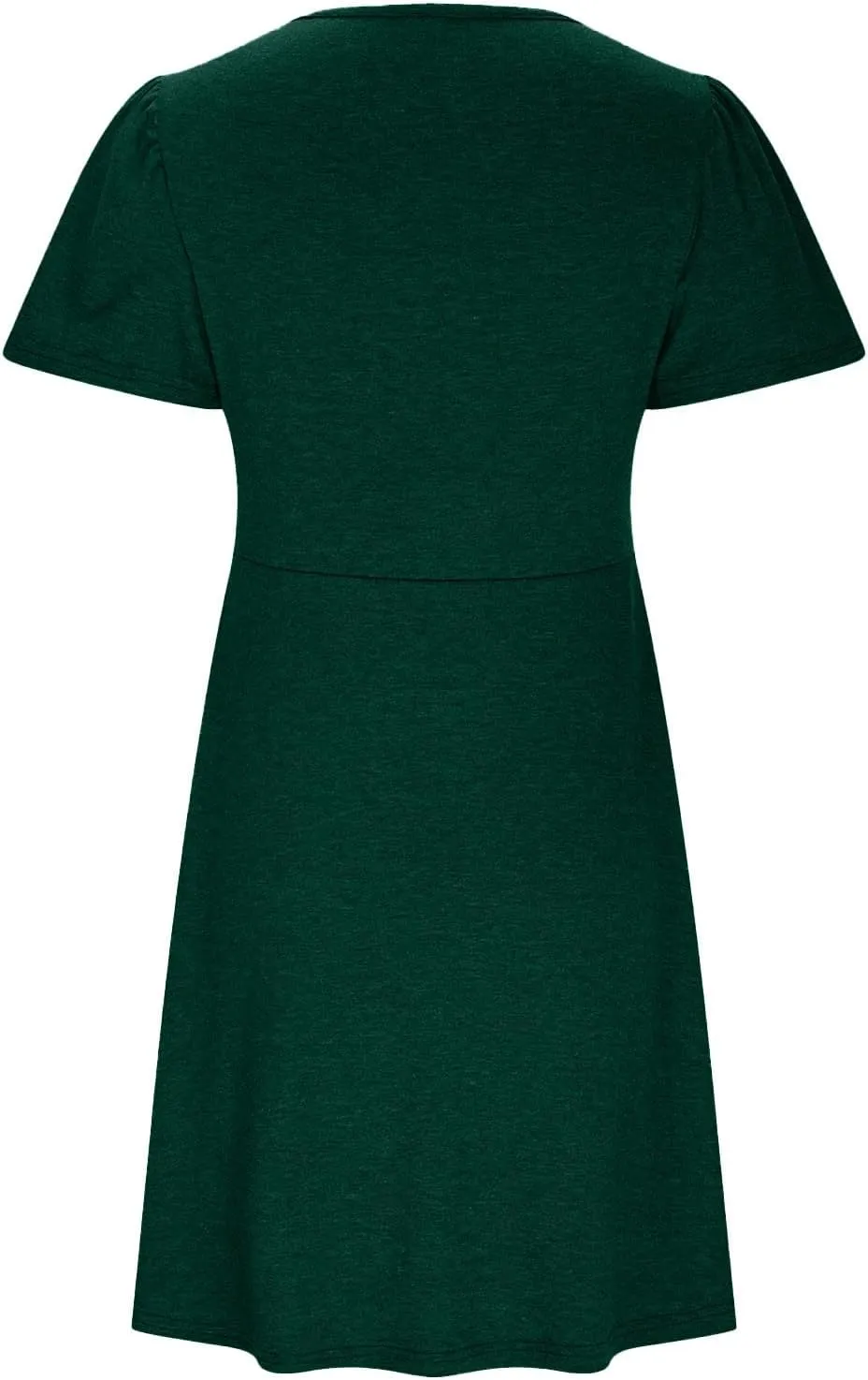 Womens Casual Short Sleeve Dress v Neck a line Flowy midi Elastic Waisted Dress for Women Summer 2025