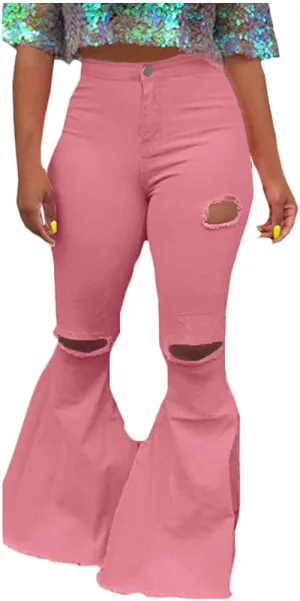 Womens Casual Straight Leg Jeans Petite to Plus Size Stretch Wide Leg Jeans Baggy Loose Flared Mom Jeans