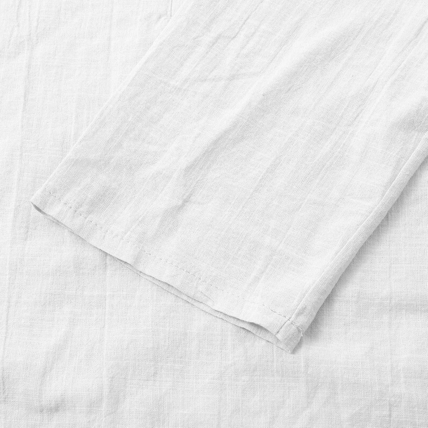 Womens Cotton Linen 3/4 Sleeve Tops Button Down Casual V Neck Tshirt Solid Color Basic Tee Shirts Summer Tunic Blouse