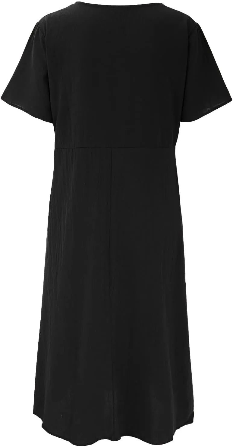 Womens Cotton Linen A-Line Maxi Beach Sundress Plus Size Solid Color Spring Dresses Travel Vacation 2025 Summer Outfits
