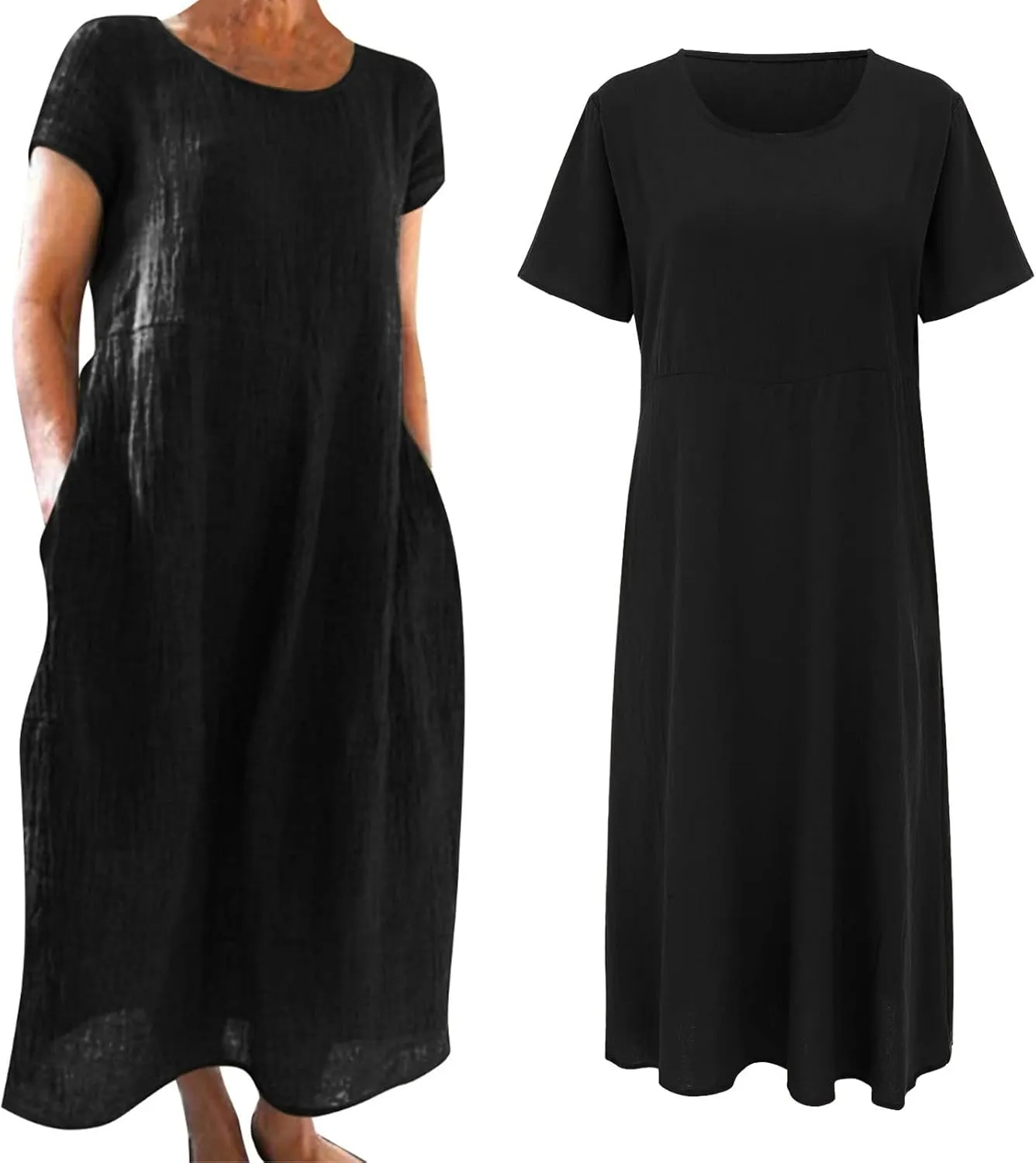 Womens Cotton Linen A-Line Maxi Beach Sundress Plus Size Solid Color Spring Dresses Travel Vacation 2025 Summer Outfits