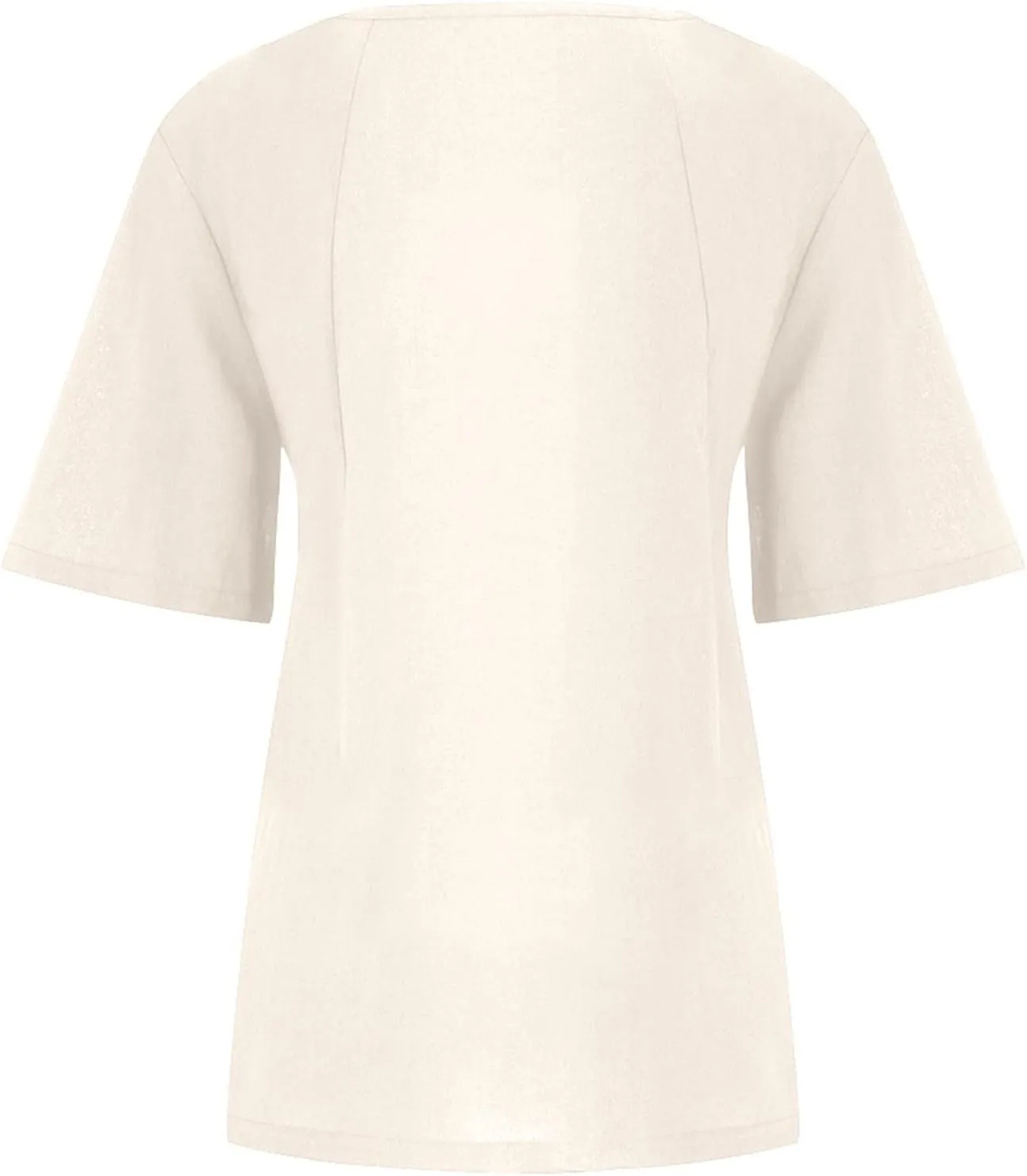 Womens Cotton Linen Button Down Shirt Short Sleeve Print Blouse Casual Crew Neck Tops Summer Flowy Tops for 2024