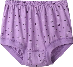 Womens Cotton Underpant Panty Mid-aged Mom Plus Size Cotton Briefs Panty High Waist Loose Casual Panties Underwear