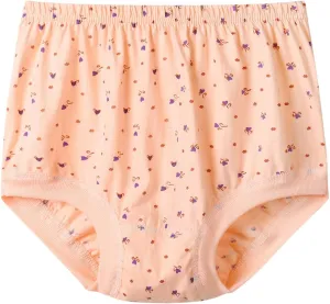 Womens Cotton Underpant Panty Mid-aged Mom Plus Size Cotton Briefs Panty High Waist Loose Casual Panties Underwear