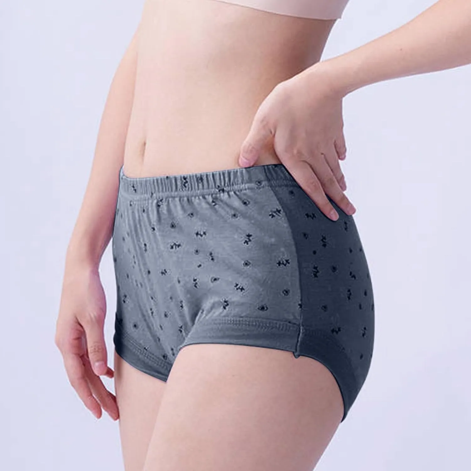 Womens Cotton Underpant Panty Mid-aged Mom Plus Size Cotton Briefs Panty High Waist Loose Casual Panties Underwear