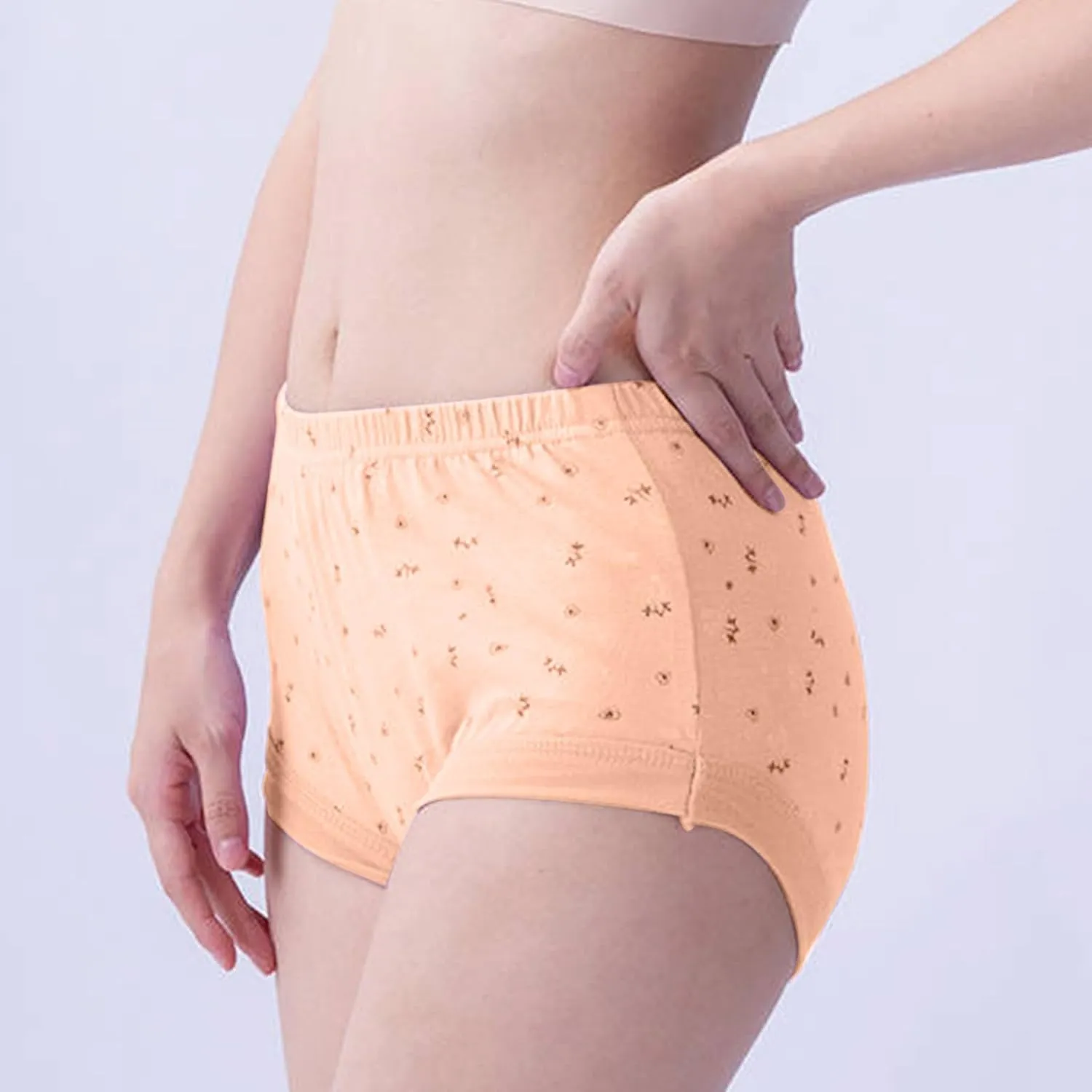 Womens Cotton Underpant Panty Mid-aged Mom Plus Size Cotton Briefs Panty High Waist Loose Casual Panties Underwear
